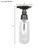 Industrial Clear Glass Semi - Flush Ceiling Light With Pipe Design