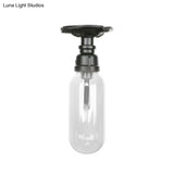 Industrial Clear Glass Semi - Flush Ceiling Light With Pipe Design