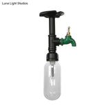 Industrial Clear Glass Semi - Flush Ceiling Light With Pipe Design