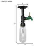 Industrial Clear Glass Semi - Flush Ceiling Light With Pipe Design