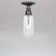 Industrial Clear Glass Semi - Flush Ceiling Light With Pipe Design Black / C