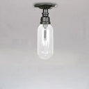 Industrial Clear Glass Semi - Flush Ceiling Light With Pipe Design Black / C