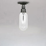 Industrial Clear Glass Semi - Flush Ceiling Light With Pipe Design Black / C