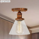 Industrial Clear Glass Semi Flush Mount In Black/Bronze/Copper