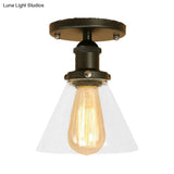 Industrial Clear Glass Semi Flush Mount In Black/Bronze/Copper