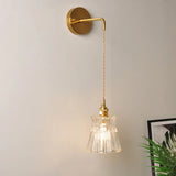 Industrial Clear Glass Wall Light Fixture - Bedside Mount / L