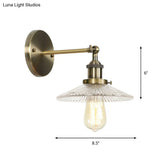 Industrial Clear Glass Wall Light With Brass Cone/Bell Swivel Shade - Single Dining Room Mount