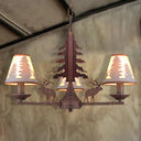 Industrial Cone Metal & Fabric Chandelier - 3/5/8 Light Pendant Lighting For Dining Room In Rust 3 /