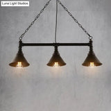 Industrial Cone Pendant Light - 3-Light Black Wrought Iron Hanging Lamp For Dining Room