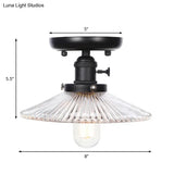 Industrial Cone/Saucer Ceiling Light Fixture - Clear/White Semi Flush For Dining Room