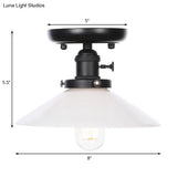 Industrial Cone/Saucer Ceiling Light Fixture - Clear/White Semi Flush For Dining Room
