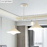 Industrial Conic Pendant Light - Black/White Stylish Metallic 2 Heads With Angle Arm Perfect For