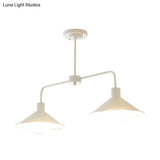 Industrial Conic Pendant Light - Black/White Stylish Metallic 2 Heads With Angle Arm Perfect For
