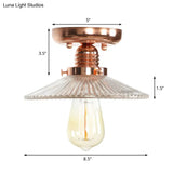 Industrial Copper Ceiling Light With Semi Flush Mount And Frosted Glass