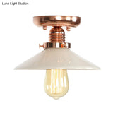 Industrial Copper Ceiling Light With Semi Flush Mount And Frosted Glass
