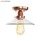 Industrial Copper Ceiling Light With Semi Flush Mount And Frosted Glass