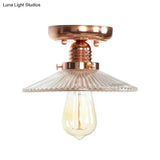 Industrial Copper Ceiling Light With Semi Flush Mount And Frosted Glass
