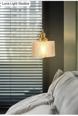 Industrial Cylinder Pendant Light Fixture With Rippled Glass For Bar