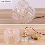 Industrial Cylinder Pendant Light Fixture With Rippled Glass For Bar