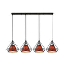 Industrial Diamond Wire Cage Pendant Light With Multi-Colored Shade - 5 Lights Brown