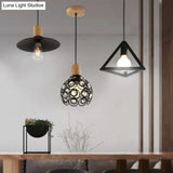 Industrial Dome Hanging Ceiling Light With Crystal Bead Deco - 1 Head Pendant In Black/White For