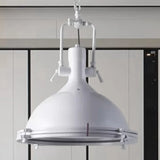 Industrial Dome Hanging Lamp With Frosted Diffuser 1 Light Metal Ceiling In Black/White/Purple For
