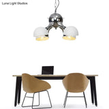 Industrial Dome Hanging Light Fixture - Metallic 3/4/5 Heads Chandelier Lamp For Living Room