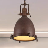 Industrial Domed Pendant Lamp - 1-Light Metal Ceiling Light Fixture For Bars Black/Silver/Rust With