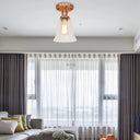 Industrial Flared Glass Semi Flush Mount Light With Clear Bulb In Black/Bronze/Copper Copper