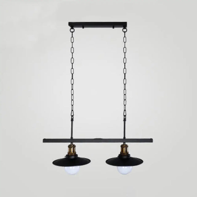 Industrial Flared Metal Ceiling Light With Adjustable Chain And 2/3 Lights - Black 2 /
