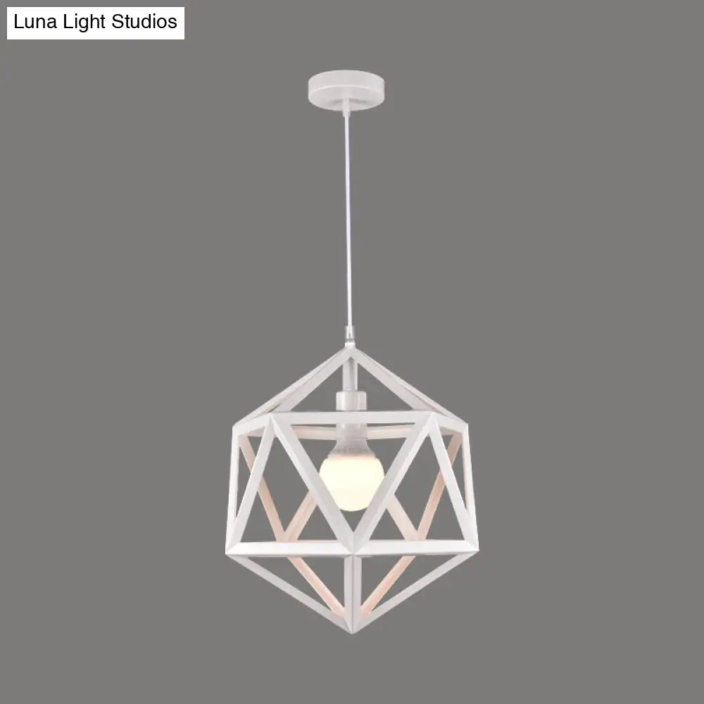 Industrial Geometric Metal Pendant Light - Blue/White/Yellow