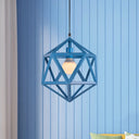 Industrial Geometric Metal Pendant Light - Blue/White/Yellow Blue