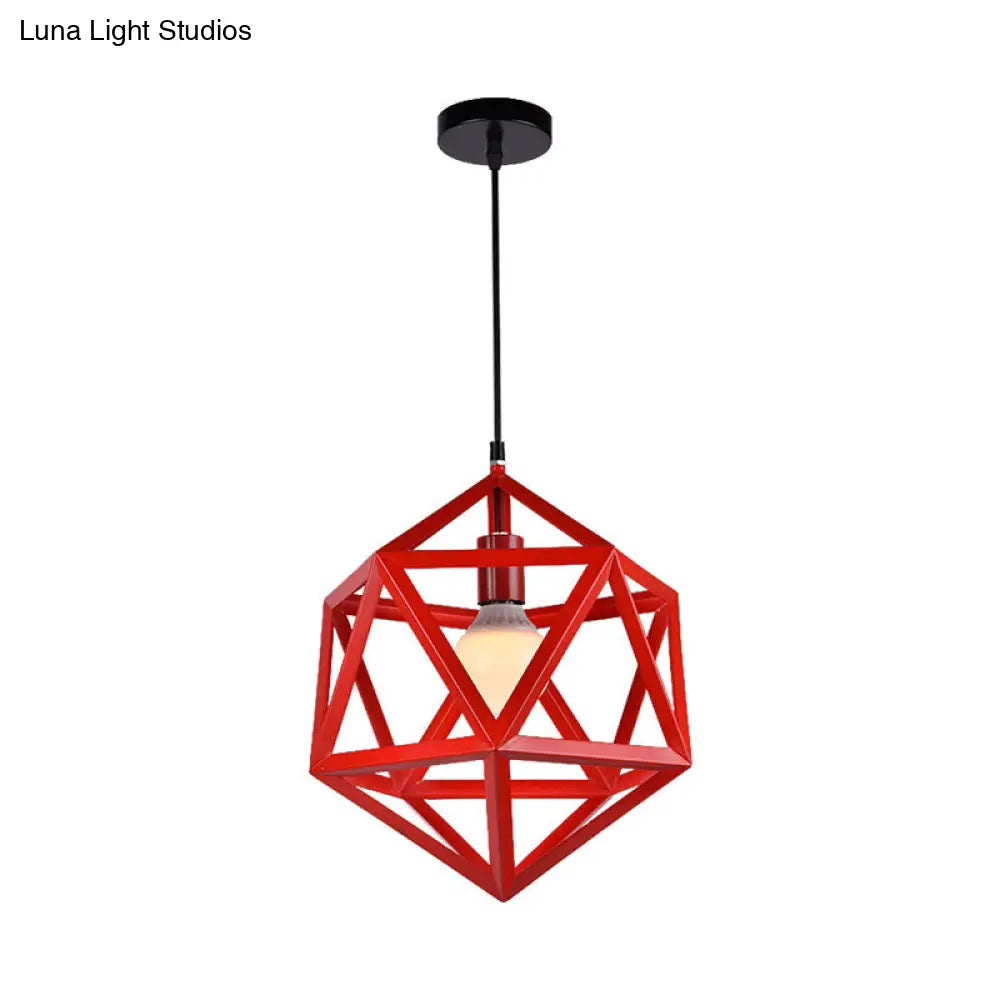 Industrial Geometric Metal Pendant Light - Blue/White/Yellow