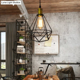 Industrial Geometric Metal Pendant Light Fixture For Restaurants And More- Black