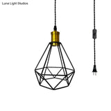 Industrial Geometric Metal Pendant Light Fixture For Restaurants And More- Black