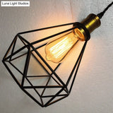 Industrial Geometric Metal Pendant Light Fixture For Restaurants And More- Black