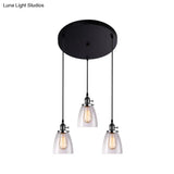 Industrial Glass Pendant Lights For Bar - 3 Tapered Pendants On Hanging Cord