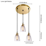 Industrial Glass Pendant Lights For Bar - 3 Tapered Pendants On Hanging Cord