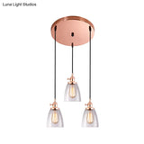 Industrial Glass Pendant Lights For Bar - 3 Tapered Pendants On Hanging Cord