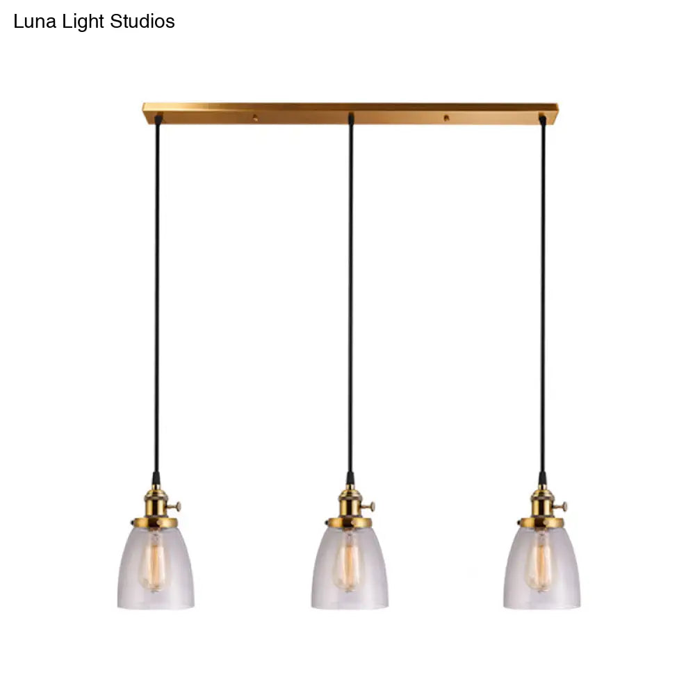 Industrial Glass Pendant Lights For Bar - 3 Tapered Pendants On Hanging Cord