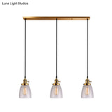Industrial Glass Pendant Lights For Bar - 3 Tapered Pendants On Hanging Cord
