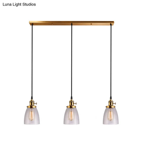 Industrial Glass Pendant Lights For Bar - 3 Tapered Pendants On Hanging Cord