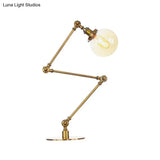 Industrial Global Table Lamp - Amber/Clear Glass Adjustable Arm Black/Brass Finish Restaurant