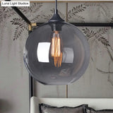 Industrial Globe Pendant Light | Wide 8/10/12 1-Light Grey/Clear Glass Black Hanging Lamp