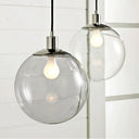 Industrial Globe Pendant Lighting - Wide 1-Light Clear Glass Ceiling Light (6’/8’/12’)