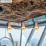 Industrial Gold Finish Tandem Pendant Light With Multiple Bulbs - Perfect For High Ceiling Areas