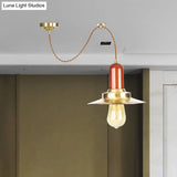 Industrial Gold Pendant Lighting - Flat Shape Bulb Fixture With Metallic Finish For Stylish Ceiling