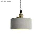 Industrial Gray Cement And Metal Pendant Lighting Fixture - 1 Light Cone/Round Design Ideal For
