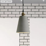 Industrial Gray Cement And Metal Pendant Lighting Fixture - 1 Light Cone/Round Design Ideal For