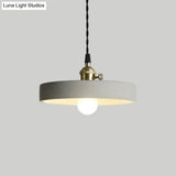 Industrial Gray Cement And Metal Pendant Lighting Fixture - 1 Light Cone/Round Design Ideal For